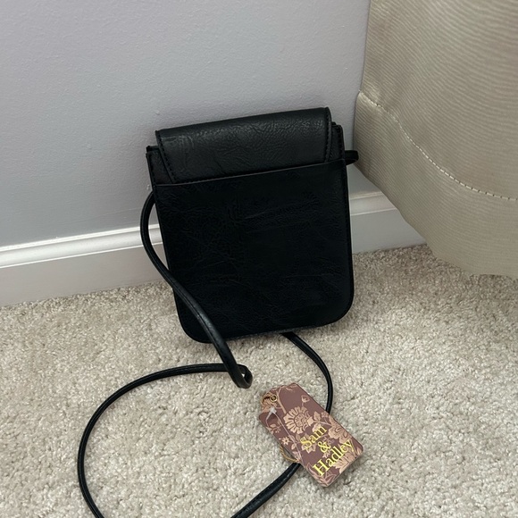 Sam and Hadley Floral Embroidered Black Crossbody Bag - Picture 2 of 5